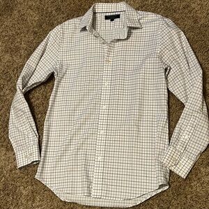 Banana Republic Men's Plaid Shirt - White,Blue and Pink